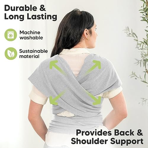 KeaBabies Baby Wrap Carrier, All in 1 Original Baby Carrier (Light Heather) - Image 5
