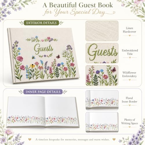Wedding Guest Book,10.2x8.2in Linen Guest Book - Image 4