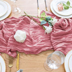 Wokceer Cheesecloth Table Runner Dusty Rose 10FT Boho Gauze, 12 Pack - Image 5