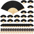 Yinkin 100 Pack Folding Hand Fans Bamboo for Party Favors, Black by Yinkin