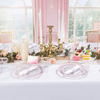I00000 210 Clear Pink Plastic Plates Set, Pink Disposable Plates for Party - Image 3