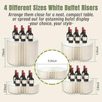 4Pcs Buffet Risers Food Risers for Buffet Table Foldable Cake Display Stands with Mini Table Sign Tall Cardboard Cupcakes Stand for Show Catering Desserts Jewelry Wedding Birthday Party Decoration - Image 2