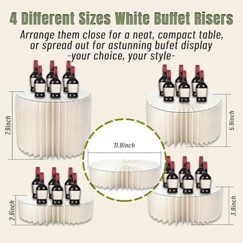 4Pcs Buffet Risers Food Risers for Buffet Table Foldable Cake Display Stands with Mini Table Sign Tall Cardboard Cupcakes Stand for Show Catering Desserts Jewelry Wedding Birthday Party Decoration - Image 2