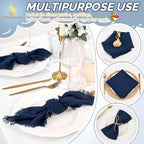 Showgeous 60 Pack Navy Blue Cloth Napkins with Fringe, 16x16 inch - Image 6