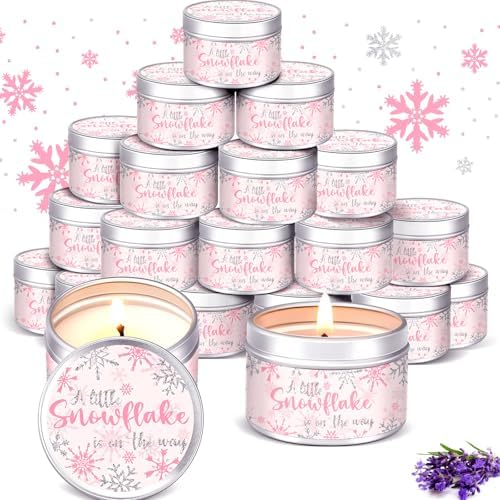 MTLEE 24 Pcs Baby Shower Candle, Snowflakes, Pink, 1.2 oz by CelebrateEveryMoment