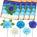 100 Pcs Artificial Rose Flowers, Gradient Blue by Luinabio