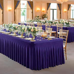 Wish Care 2 Pack Dark Purple Spandex Table Clothes for 6 Foot Rectangle Tables, 6FT Wrinkle Free Fitted Tablecloths Ruffles Design Table Cover for Party, Banquet, Wedding and Events - Image 6