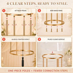 Cylinder Stands for Party, 3PCS Gold Metal Cylinder Pedestal Stands for Display, Heavy Duty Round Cake Stand Tables for Wedding, Birthday, Baby Shower, Dessert Table & Backdrop Decorations - Image 4