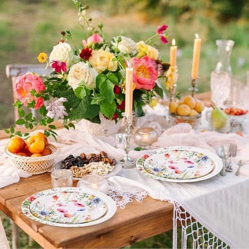 Wildflower Party Decorations, Paper Plates Napkins Cups Serve 50, Vivid - Image 5