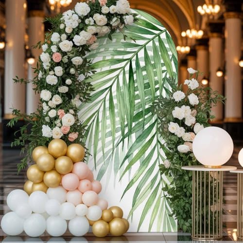 Palm Leaf Arch Backdrop Cover 7.2 FT, Country Watercolor Sage Green Palm Leaf Wedding Arch Cover Stretchy Backdrop Stands Covers for Birthday Party Ceremony Banquet Decor - Image 4