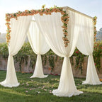 20ft x 10ft Ivory Backdrop Curtain Drapes, Wrinkle-Free Sheer Chiffon Fabric Photo Background Panels for Wedding Arch Party Ceremony Stage Photography Decorations - Image 7