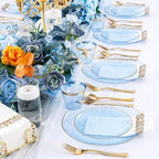 DaYammi 175PCS Clear Blue Plastic Dinnerware Set for 25 Guests - Image 3