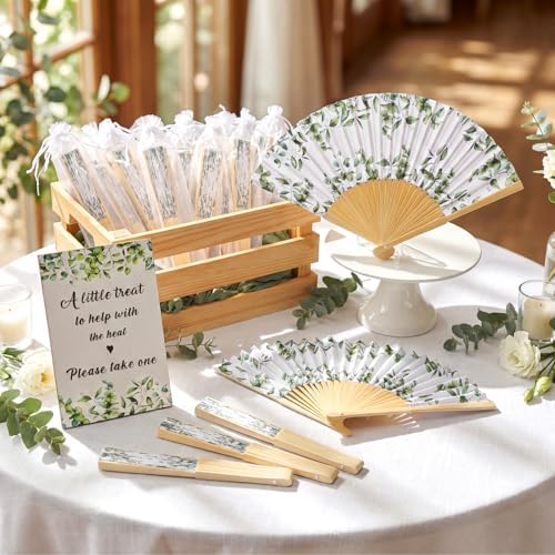 Leinuosen 51 Pcs Wedding Favors for Guests Bulk Eucalyptus Leaves Fans - Image 3