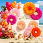 Serwalin 8 Pcs 31.5*24*20" Hot Pink Orange Giant Paper Flowers Decorations by Serwalin