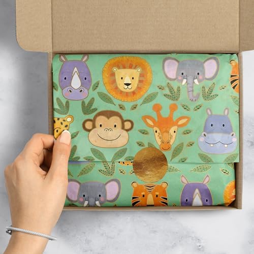 Jillson & Roberts 20" x 30" Printed Gift Tissue, Jungle Animals (48 Folded Sheets) - Image 4