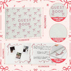 Engrowtic Embroidered Pink Bow Baby Shower Guest Book Linen Cute - Image 2