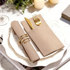KAMMAK Khaki Napkins Disposable with Pocket 100 Pack Cloth like Paper Dinner Napkins Folded Hand Towel for Party Decoration, Wedding Reception, Bathroon and Kitchen (16.5 x 16.5 inch) - Image 4