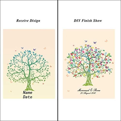 DIY Wedding Guest Book Alternative Personalized Fingerprint Wedding Tree Butterflies Guests Book with Inkpad Party Decorations-60x80cm - Image 3