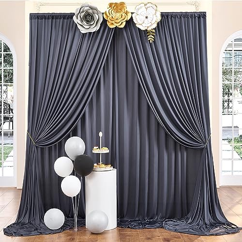 50ft×10ft Wrinkle Free Grey Backdrop Curtains for Parties, 10 Panels 5×10ft Soft Silky Polyetsr Charcoal Photo Backdrop Drapes for Birthday Party Baby Shower Wedding Photography - Image 2