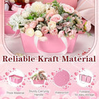 Glenmal 36 Pcs Pink Gift Basket Empty Bulk with Handles 9.8 x 6.5 x 4.3 Inch Kraft Basket Kraft Cardboard Wrap Bags Tray for Weeding Party Birthday Christmas Valentines Breast Cancer Party Supplies - Image 3