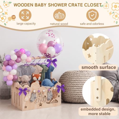 Purple, Wooden Baby Shower Crate Closet,Hollow - Image 5