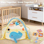 7-in-1 XL Large Baby Play Gym Mat, Tummy Time Mat, Baby Gym & Ball Pit, Baby Activity Mat with Milestone Cards & 6 Detachable Toys for Sensory Motor Skill, Whale - Image 6