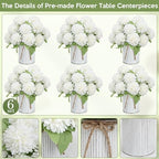 6 Set Pre-Made Flower Table Centerpieces - Ivory White - Image 5