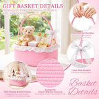 3PACK Pink Woven Gift Basket with Long Handles, Large Gift Basket Empty - Image 3