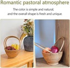 Wicker Picnic Basket with Double Folding Handles: Handmade Woven Picnic Basket, Garden Basket Harvest Basket, Natural Small Wicker Basket with Handle for Storage, Camping, Home Decor (Round Basket) - Image 4