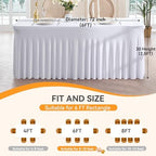 Spandex Tablecloth 6FT Rectangle Table Cover 4 Pack White Wrinkle-Free - Image 6