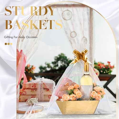 Thenshop 44 Pcs Empty Gift Basket Bulk,Basket Gifts, Gold, Solid - Image 4