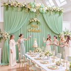 40ft x 15ft Sage Green Wrinkle Free Backdrop Curtains for Wedding Party Backdrops Curtain Drapes Fabric Decorations Photo Back Drop Cloth for Baby Shower Photography Stage Reception - Image 4