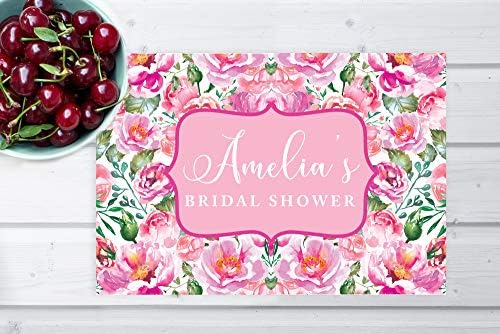 Andaz Press Custom Personalized Disposable Paper Placemats, 12 x 18 Inch, Set of 25, Custom Bridal Shower Pink Peonies Floral, Tableware, Dining, Tabletop, Table Setting for Wedding, Bridal Shower - Image 4