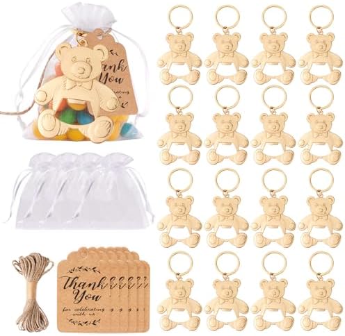 50 Pcs Bear Bottle Opener Keychains for Baby Shower Party Favors by Uezea