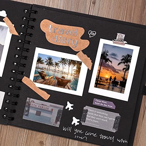 Vienrose Scrapbook Photo Album, 12x12 Inches, 80 Pages, Black, Silk Ribbon - Image 2