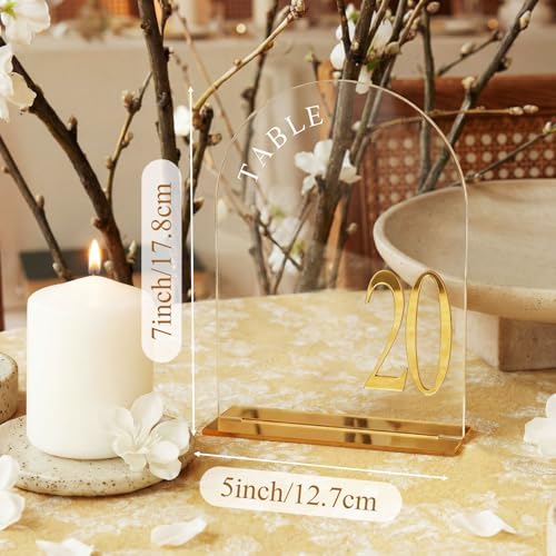 Aceorbit Clear Wedding Table Numbers 1-20 with Stands 5" x 7" - Image 2