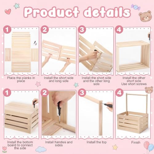 Novabright Wooden Baby Shower Crate Closet with Handle, Classic, Wood - Image 4