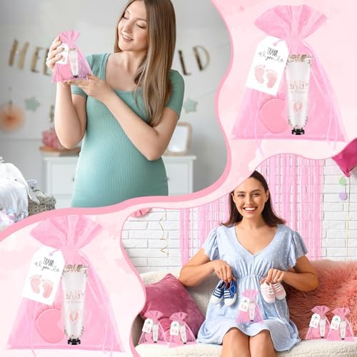 25 Sets Baby Shower Favors for Guests Hand Cream Baby Feet Scented Soap Party Favors Pink Baby Shower Guests Gifts with Organza Bags and Thanks Tags for Baby Shower Wedding Party - Image 4