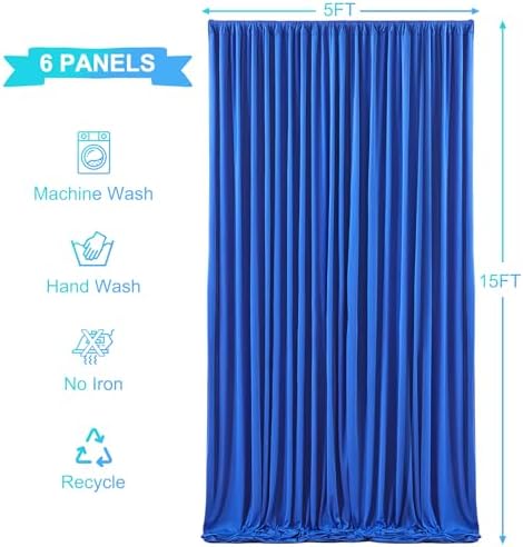 30ft x 15ft Royal Blue Wrinkle Free Backdrop Curtains for Wedding Party Backdrops Curtain Drapes Fabric Decorations Photo Back Drop Cloth for Baby Shower Photography Stage Reception - Image 5