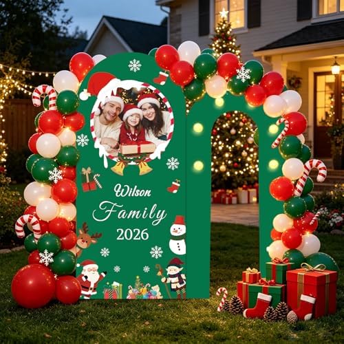 6FT 6.6FT Customized Foam Board Backdrop for Parties Christmas, Personalized Foam Arch Backdrop Board with Text and Photo, Indoor Outdoor Home Use Decor for Famliy Him Her - Image 2