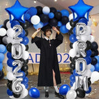 2 Sets Graduation Balloon Column Stand Kit with Balloons Prom Send off 2026 Grad Prom Themed Decor Black Blue White Balloon Tower Stand for Floor Grad School & College Celebration Party Supplies - Image 6