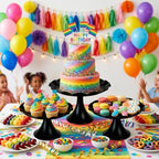 3 Pcs Black Metal Cupcake Stand Scalloped Edge Dessert Display Tray - Image 3