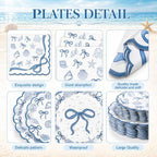 Ceenna 452 Pcs Blue Bow Seashell Plates Napkins Cups Party Supplies for 50 - Image 2