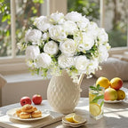 Peonies Artificial Flowers Bouquet, Lifelike Silk Fake Peonies with Stems for Home Table Centerpieces, Wedding, Party & DIY Bridal Floral Arrangements (12, White) - Image 5