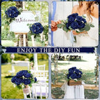 12 Bundles Royal Blue Artificial Peonies Silk Flowers Bulk - Image 4