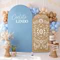 Mindsoft 2 Pcs Arch Backdrop Cover 6ft and 7.2ft Spandex Stand Cover for Baby Shower Birthday Wedding Bridal Shower Party Decorations (Blue and Brown,Cielito Lindo) by Mindsoft