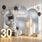 Silver Shimmer Arch Backdrop Cover Set of 3 (4 5 6FT) with Zipper,Thick Soft Stretchy Sequin Glitter Spandex Fitted Chiara Cover for Wedding Birthday Baby Shower Graduation Party Photo Backdrop - Image 2