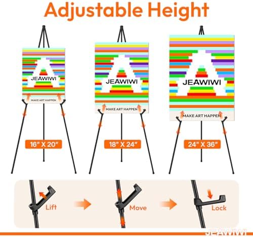 JEAWIWI 4 Pcs Lifhtweight Easel Stand, 66 Inch, Black, with Portable Bags - Image 4