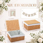 Gerrii Wedding Party Decoration 12 x 9.4 x 5.3 in Large Wicker Storage Basket with Lid Wedding Card Box and Card Banner Set Money Envelope Box Gift for Baby Shower Favor Supplies(Sage Green Plaid) - Image 6