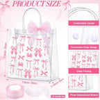 Rtteri 30 Pcs Pink Bow Party Favors Gift Set for Women, Coquette Bow Baby Shower Prizes for Winners Bachelorette Bridal Shower, Includes 16 oz Glass Tumbler PVC Gift Bag Cosmetic Bag Keychain - Image 2